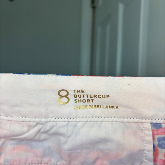 LILLY PULITZER Buttercup Short Womens 8 Pink Blue Floral Pocket Scalloped Summer - Picture 7 of 8